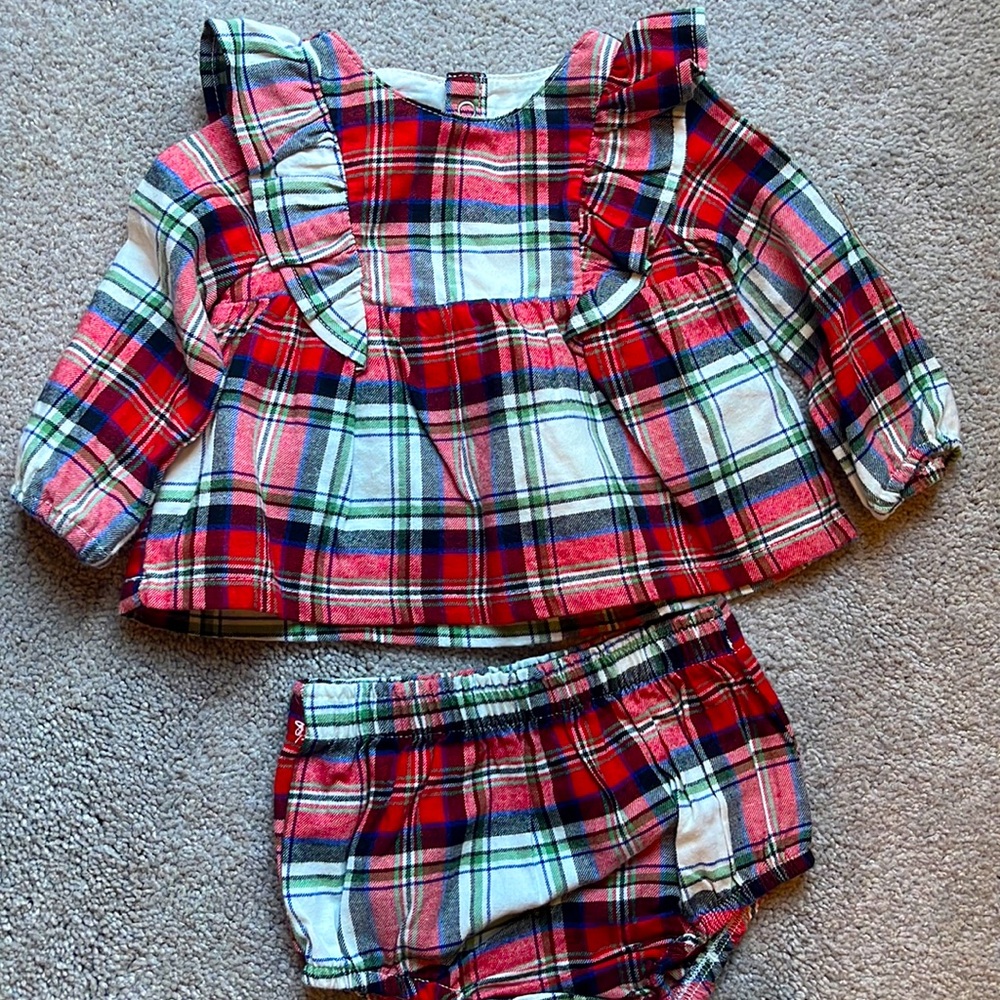 Like New Cat and Jack Plaid Top with Bloomers